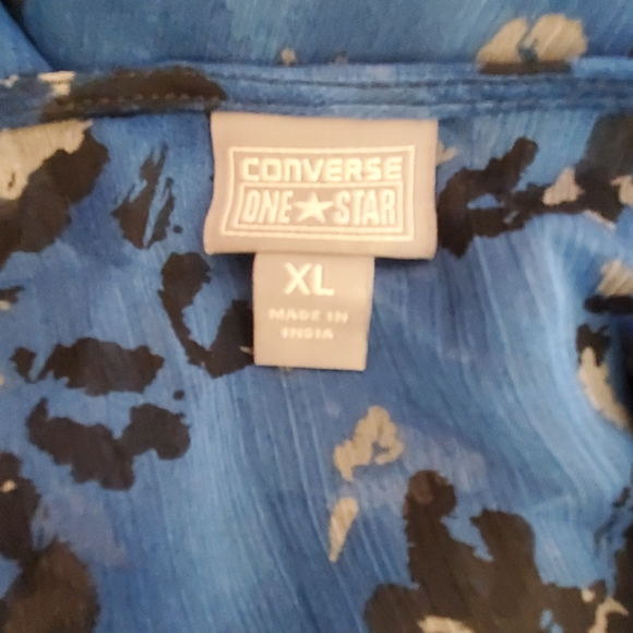Converse XL Sheer Sheath Blue Black Print Dress - Picture 6 of 7